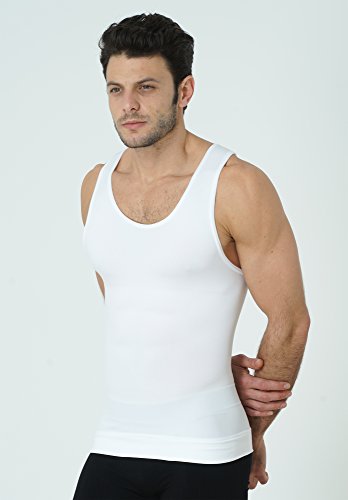 UnsichtBra Camiseta de Compresión | Ropa Interior Adelgazante Moldeadora Hombre (sw_7100)(Blanco, L)