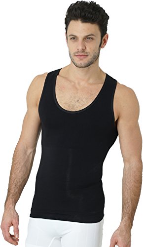 UnsichtBra Camiseta de Compresión | Ropa Interior Adelgazante Moldeadora Hombre (sw_7100)(Negro, M)