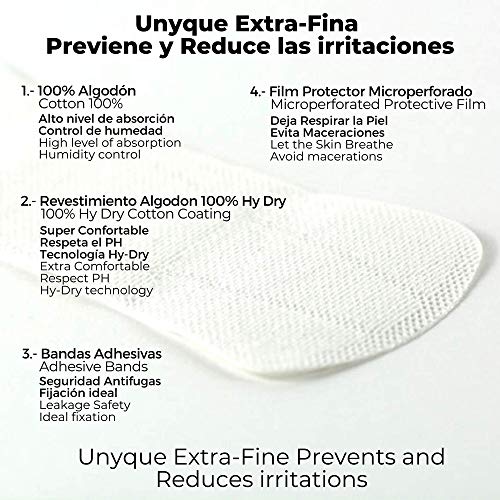 UNYQUE Protege Slips de Algodon Puro 100% – Previene y Reduce Irritaciones - Salvaslips Hipoalergénicos Suaves Ultrafinos – Apto Pieles Sensibles - 24 Unidades