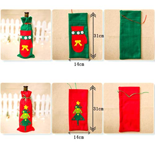 UPKOCH - Funda de fieltro para botella de vino, 3 unidades, para decoración de mesa de Navidad, diseño de árbol de Navidad