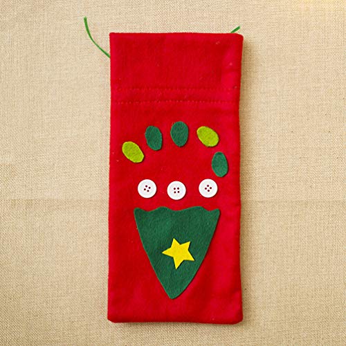 UPKOCH - Funda de fieltro para botella de vino, 3 unidades, para decoración de mesa de Navidad, diseño de árbol de Navidad
