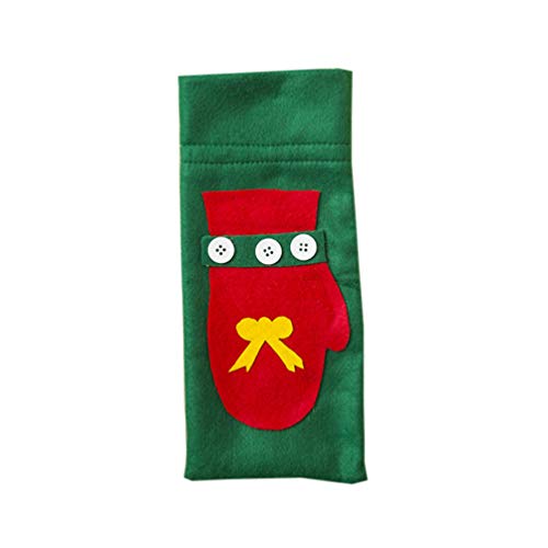 UPKOCH - Funda de fieltro para botella de vino, 3 unidades, para decoración de mesa de Navidad, diseño de árbol de Navidad