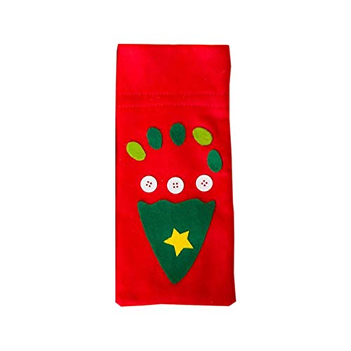 UPKOCH - Funda de fieltro para botella de vino, 3 unidades, para decoración de mesa de Navidad, diseño de árbol de Navidad