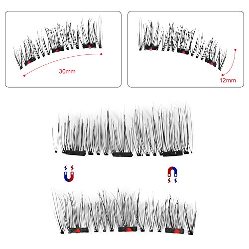 URAQT Pestañas Magnéticas, 3D Pestañas Postizas de Aspecto Natural, con Espejo, Pinzas y Pincel, No se Necesita Pegamento，Reutilizables, 8 Piezas