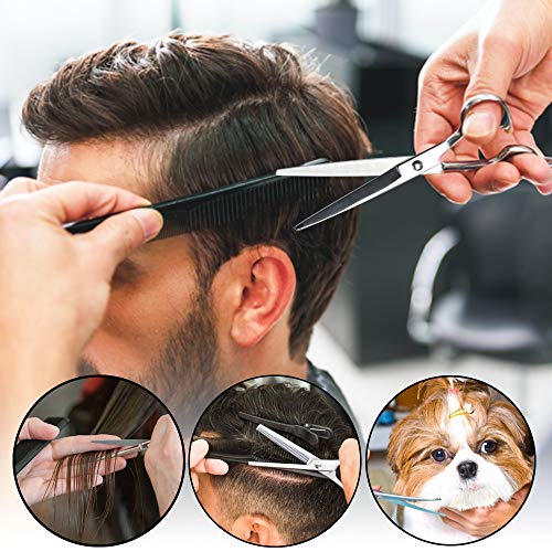 URAQT Tijeras Peluqueria Profesional, Barbero Tijeras de Peluquería, Tijera de Corte de Pelopara Peluquero Salón de Corte de Cabello Navaja Kit Tijeras de Peluqueria completa Acero Inoxidable 4CR