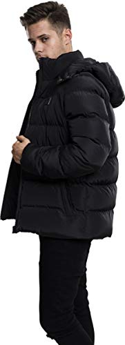 Urban Classics Chaqueta con Capucha de Hombre Chaquetón de Invierno con Cremallera y Puños Elásticos, Abrigo en Color black, Talla 5XL
