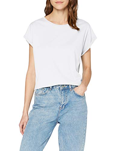 Urban Classics Ladies Extended Shoulder tee Camiseta, Blanco, XS para Mujer