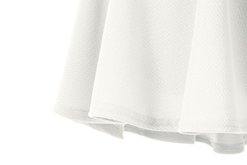 Urban GoCo Falda Mujer Elástica Plisada Básica Patinador Multifuncional Corto Falda (S, Blanco-Larga)