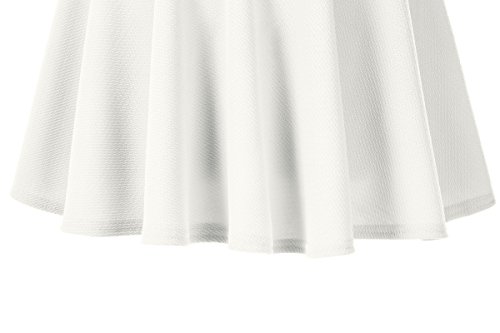 Urban GoCo Falda Mujer Elástica Plisada Básica Patinador Multifuncional Corto Falda (S, Blanco-Larga)