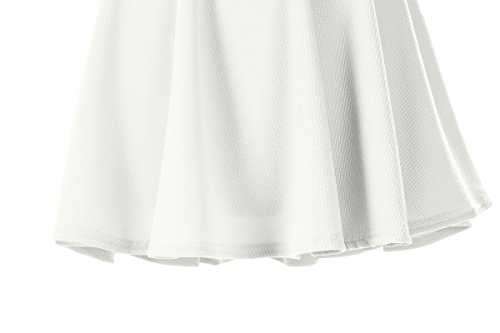 Urban GoCo Falda Mujer Elástica Plisada Básica Patinador Multifuncional Corto Falda (S, Blanco-Larga)