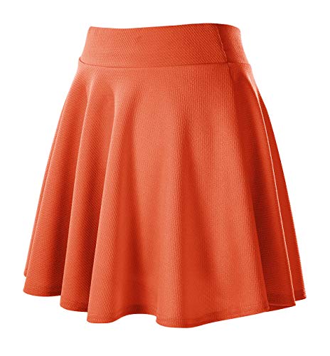 Urban GoCo Falda Mujer Elástica Plisada Básica Patinador Multifuncional Corto Falda (X-Small, Naranja)