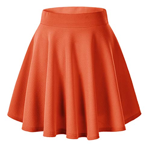 Urban GoCo Falda Mujer Elástica Plisada Básica Patinador Multifuncional Corto Falda (X-Small, Naranja)