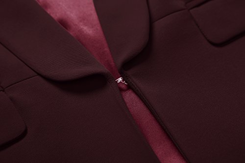 Urban GoCo Mujeres Blazers Chaqueta de Traje Slim Fit Elegante Oficina Negocios Outwear (Medium, Vino Rojo)