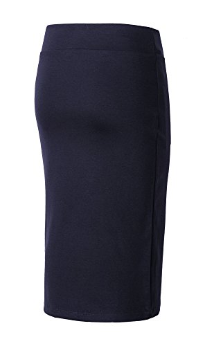 Urban GoCo Mujeres Falda Midi Lápiz Cintura Alta Elasticidad Bodycon Tubo Falda Oficina Azul Marino XL