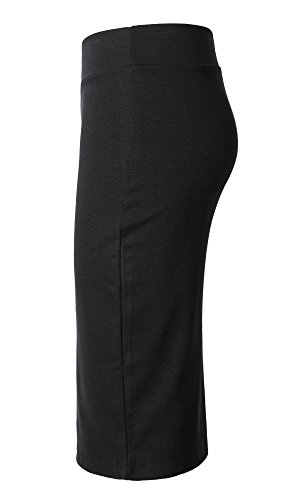 Urban GoCo Mujeres Falda Midi Lápiz Cintura Alta Elasticidad Bodycon Tubo Falda Oficina Negro M
