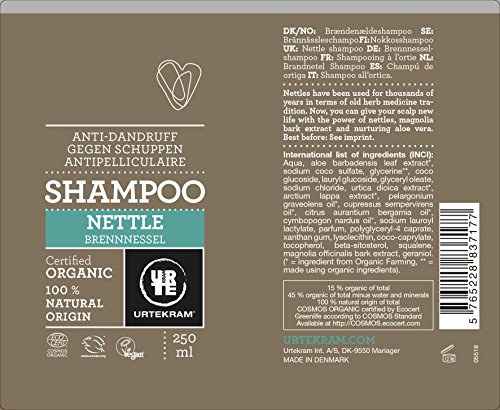 Urtekram Champú de Ortiga BIO, anti-caspa, 250 ml