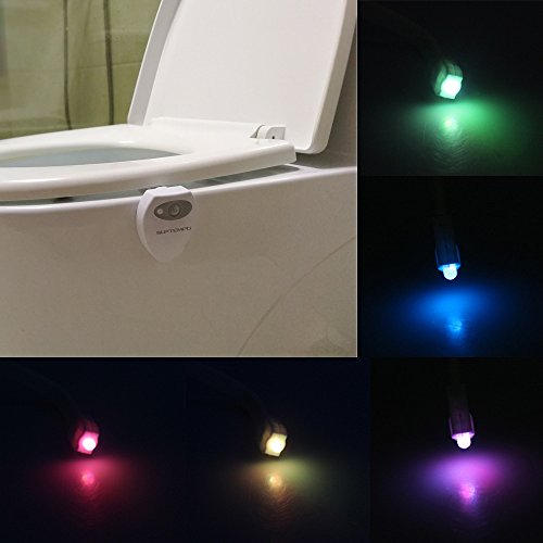 USB Recargable WC Luz De Noche - 8 Color Sensor de Movimiento luz LED Automática Inodoro luz para Baño, Hotel, Cafe Bar, Facil De Usar 100% Impermeable (Recargable WC)