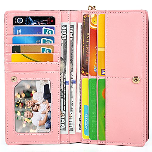 UTO Carteras Largas Mujer PU Cuero Monedas Tarjeta Monedero Billetera con Cremallera y Borla Adornos de Gatito Negro