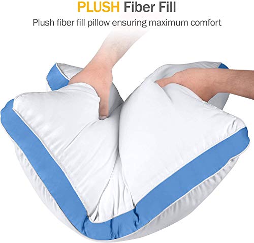 Utopia Bedding Almohada Gusseted (2 Paquete) - Almohada Hipoalergénica y Fácil de Usar - Cojín De Calidad (Azul - 45x74)