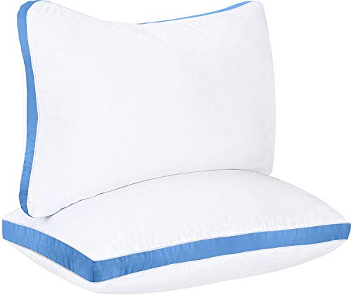 Utopia Bedding Almohada Gusseted (2 Paquete) - Almohada Hipoalergénica y Fácil de Usar - Cojín De Calidad (Azul - 45x74)