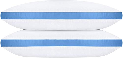 Utopia Bedding Almohada Gusseted (2 Paquete) - Almohada Hipoalergénica y Fácil de Usar - Cojín De Calidad (Azul - 45x74)