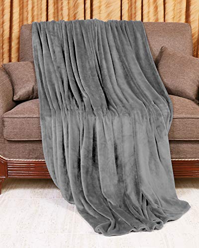 Utopia Bedding Tela de Microfibra de Felpa de Franela - Manta Ligera, Suave y cálida (130 X 150 cm, Grey)