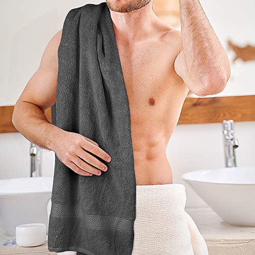 Utopia Towels - Conjunto de Toallas de baño (Paquete de 4, 69 x 137 cm) Toallas de algodón 100 por ciento Ring-Spun para Hotel y SPA, máxima suavidad y Altamente Absorbente (Gris)