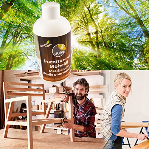 Uulki Aceite natural Aceite para muebles Cuidado de la madera - Proporciona protección desde el interior – 100% Vegetales / Veganos (250ml, incoloro)