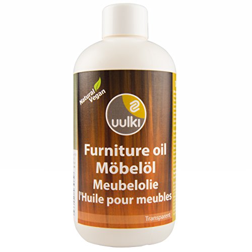 Uulki Aceite natural Aceite para muebles Cuidado de la madera - Proporciona protección desde el interior – 100% Vegetales / Veganos (250ml, incoloro)