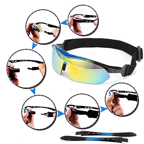 V VILISUN Gafas de Ciclismo, Unisex Sport Gafas con 5 Lentes Intercambiables, Gafas de Sol Polarizadas Deportivas, UV 400 Protección Gafas Deportivas Polarizadas