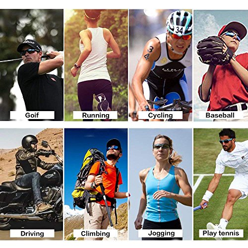 V VILISUN Gafas de Ciclismo, Unisex Sport Gafas con 5 Lentes Intercambiables, Gafas de Sol Polarizadas Deportivas, UV 400 Protección Gafas Deportivas Polarizadas