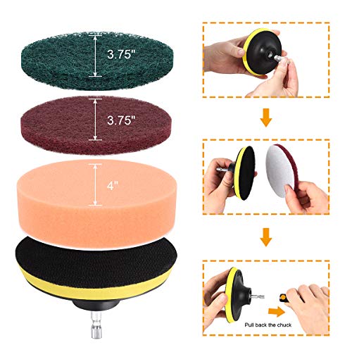 Vabaso 11 cepillos de limpieza eléctricos, juego de cepillos de limpieza compatibles con taladro rápido, brocha para atornillador inalámbrico, juego de limpieza para llantas, cocina, coche