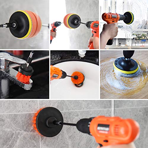 Vabaso 11 cepillos de limpieza eléctricos, juego de cepillos de limpieza compatibles con taladro rápido, brocha para atornillador inalámbrico, juego de limpieza para llantas, cocina, coche