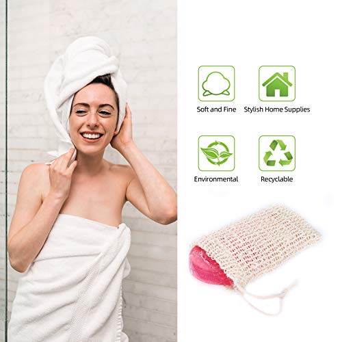 VABNEER 2 Piezas Natural Bambú Bandeja de Jabón Jabonera de Madera Caja de Jabón de Madera Natural con 2 Piezas Bolsa de Jabón Natural Sacos de Jabón