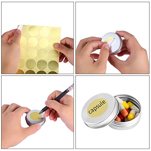 VABNEER Redondo Latas de Aluminio 24Pcs Tarros De Aluminio (12pcs 30ml + 12pcs 60ml) con Etiqueta Adhesiva Adhesiva Dorada de 1 Pieza