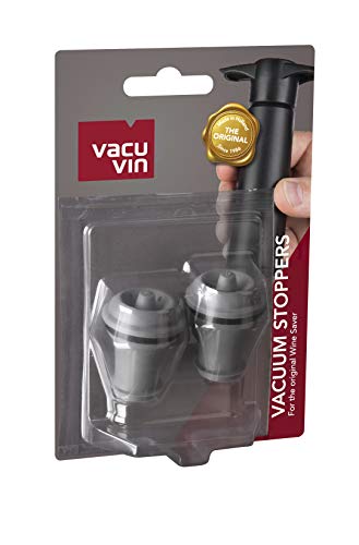 Vacu Vin Tapones para Bomba de vacío, Color, Set 2 Unidades, Silicona, Gris Oscuro, 3.1x3.9x3.7 cm