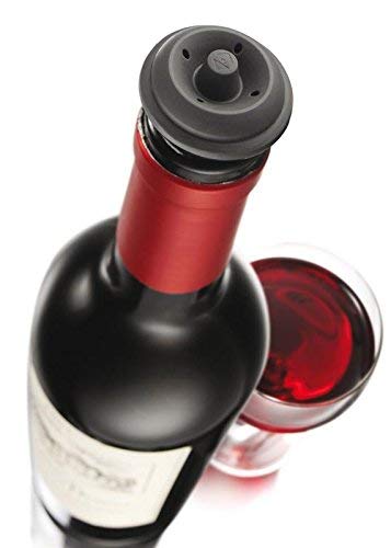 Vacu Vin Tapones para Bomba de vacío, Color, Set 2 Unidades, Silicona, Gris Oscuro, 3.1x3.9x3.7 cm