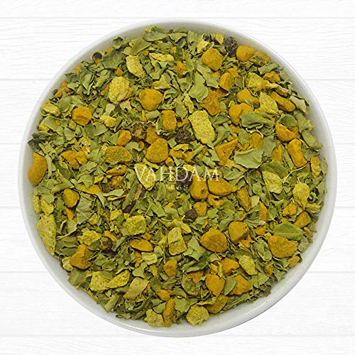 VAHDAM, Cúrcuma + Moringa MEZCLA SUPERCOMIDA(100 Copas) | Mezcla De Medicina Antigua De India De Cúrcuma Y Especias Frescas De Jardín, ABUNDANTE EN ANTIOXIDANTES Y FITRO-NUTRIENTES | 200gr
