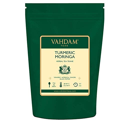 VAHDAM, Cúrcuma + Moringa MEZCLA SUPERCOMIDA(100 Copas) | Mezcla De Medicina Antigua De India De Cúrcuma Y Especias Frescas De Jardín, ABUNDANTE EN ANTIOXIDANTES Y FITRO-NUTRIENTES | 200gr