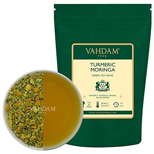VAHDAM, Cúrcuma + Moringa MEZCLA SUPERCOMIDA(100 Copas) | Mezcla De Medicina Antigua De India De Cúrcuma Y Especias Frescas De Jardín, ABUNDANTE EN ANTIOXIDANTES Y FITRO-NUTRIENTES | 200gr
