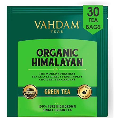 VAHDAM, Hojas de té verde orgánico de Himalaya (30 bolsitas de té), té de pérdida de peso natural 100%, té de desintoxicación, té adelgazante, hojas verdes de té suelto - 15 Ct (paquete de 2)