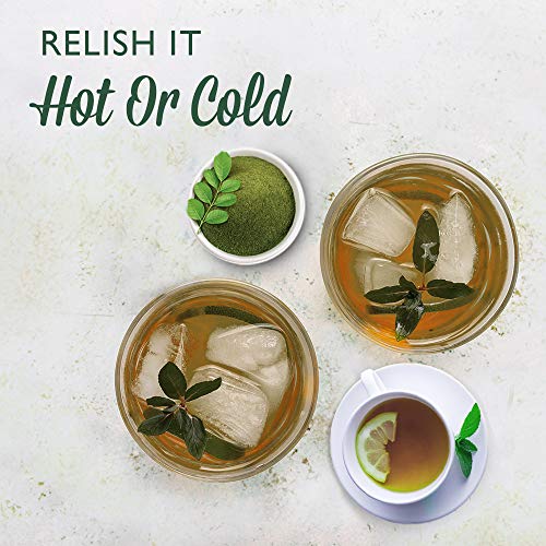 VAHDAM, Té Verde de Moringa y Tulsi – Set de 2 (100g x2) +100 Tazas| 100% Ingredientes Naturales| TÉ VERDE A GRANEL | Saludable MORINGA + ALBAHACA + TÉ VERDE | Mezcla de Té Pura y Refrescante