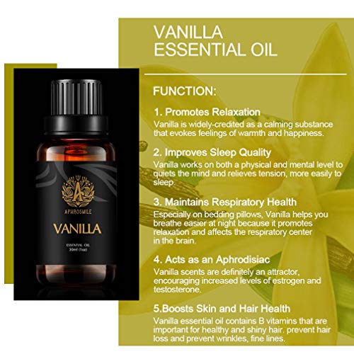 Vainilla Aceite esencial para difusor, grado terapéutico vainilla Aceite Esencial para humidificador, 100% puro vainilla aceite perfumado, 30ml vainilla Aceite Fragancia, vainilla Aceite para hogar