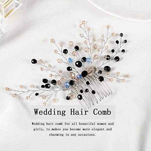 Vakkery - Peine para el pelo de boda, color plateado