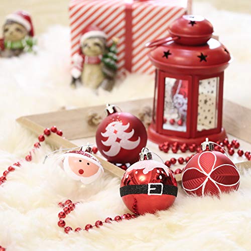 Valery Madelyn 9Pcs Bolas de Navidad de 6cm, Adornos de Navidad para Arbol, Decoración de Bolas Navideños Inastillable Plástico de Rojo y Blanco, Regalos de Colgantes de Navidad (Tradicional)