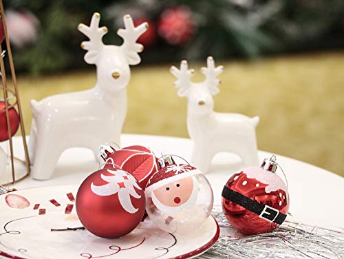 Valery Madelyn 9Pcs Bolas de Navidad de 6cm, Adornos de Navidad para Arbol, Decoración de Bolas Navideños Inastillable Plástico de Rojo y Blanco, Regalos de Colgantes de Navidad (Tradicional)