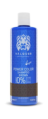 Valquer Champú Power Color. Formulación vegana y sin sulfatos. Aporta color al cabello 400 ML (Castaño)