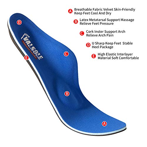 Valsole Plantillas Ortopédicas soportes de arco y talones la absorción de choque- para el dolor de talón, pie plano, Fascitis Plantar, dolor de rodilla y espalda (40-41 EU (260mm), blue-v7b)