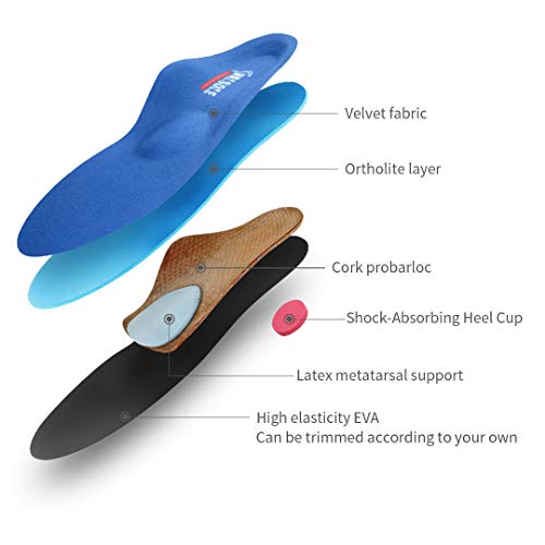 Valsole Plantillas Ortopédicas soportes de arco y talones la absorción de choque- para el dolor de talón, pie plano, Fascitis Plantar, dolor de rodilla y espalda (44-45 EU (290mm), blue-v7b)