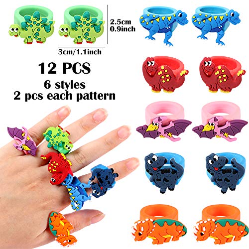 vamei 64 Piezas Fiesta Dinosaurio Niños Máscaras Pulseras de Juguete Bofetada Pulsera Llavero Dinosaurio Tatuaje Niños Anillos Niños Fiesta Cumpleaños Artículos